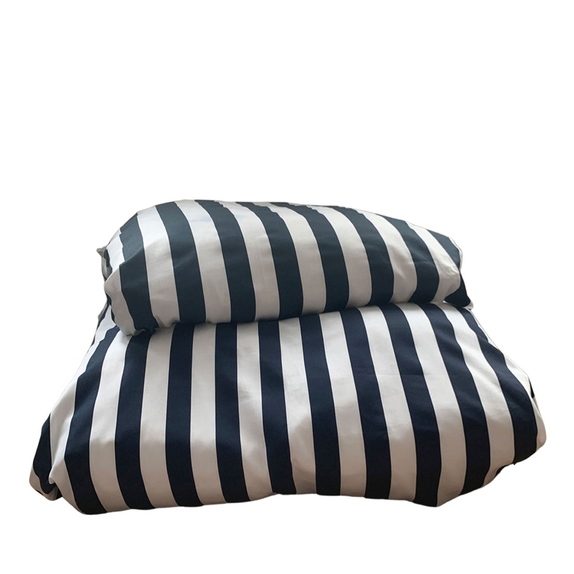 Blok strib sengetøj 140x220 cm navy